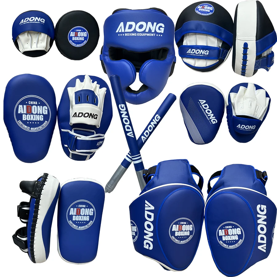 

Boxing Muay Thai MMA Training Equipment Kick Pads Head Guard Chest Guard Boxing Bag With Your Logo