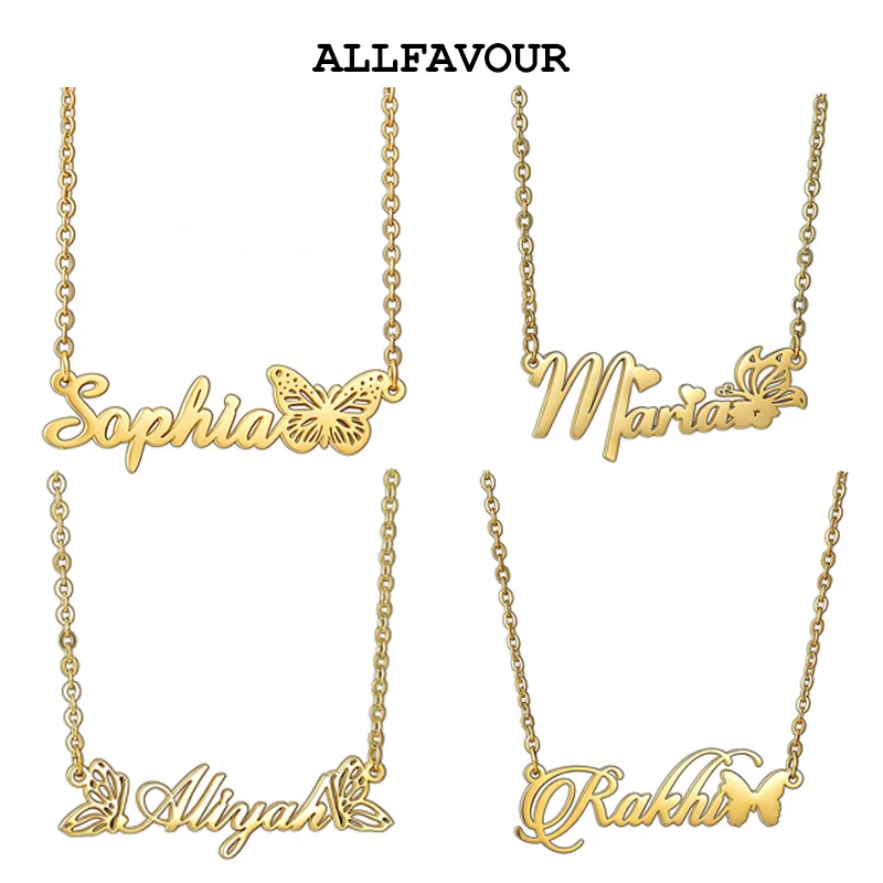 

Customized Name Butterfly Pendant Personalized Stainless Steel Necklaces Charm Jewelry Making For Women Birthday Gifts Wholesale