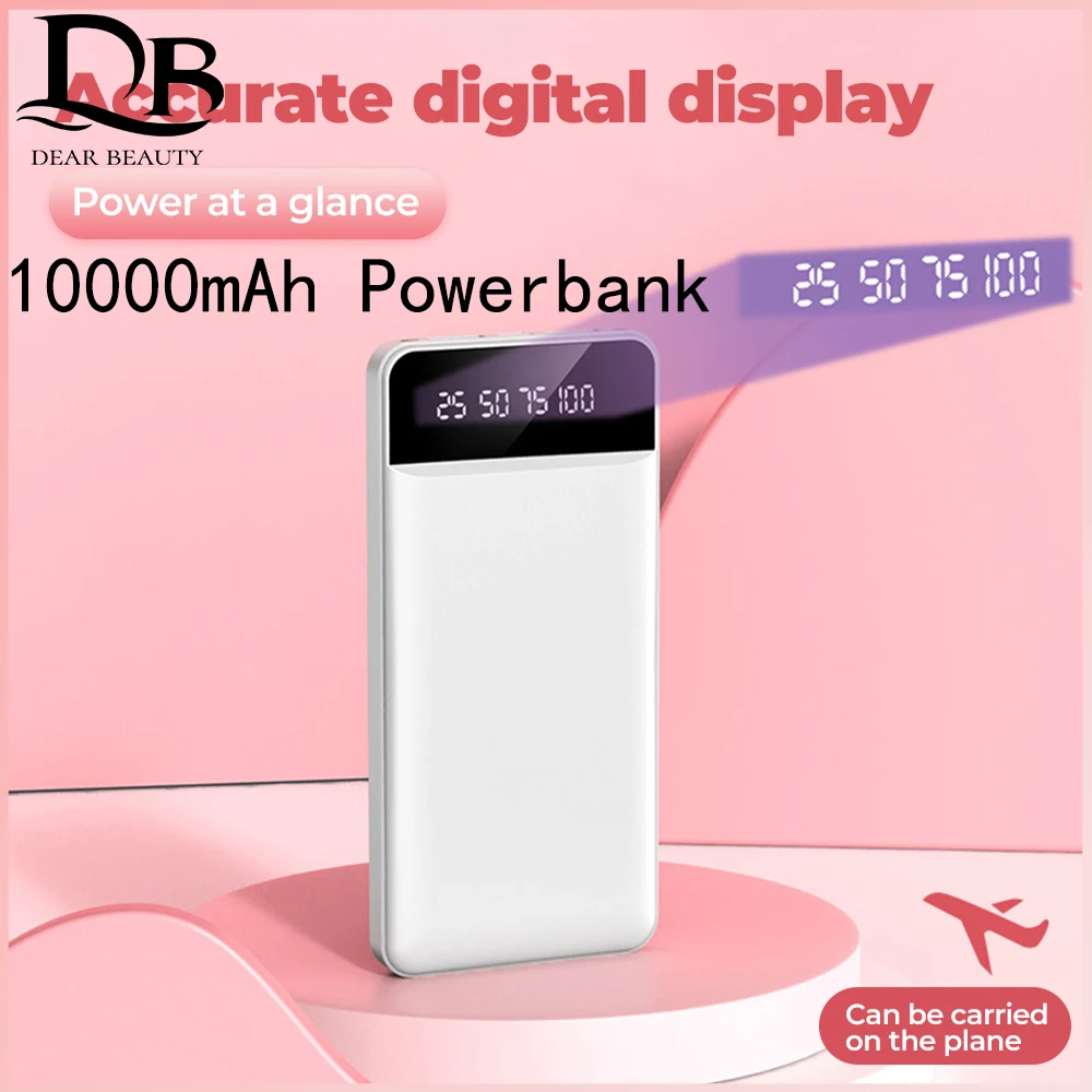 

10000mAh Powerbank Type-C Micro USB Charger LED Light Dual Port Output Digital Display for Multifunctional Beauty Instrument