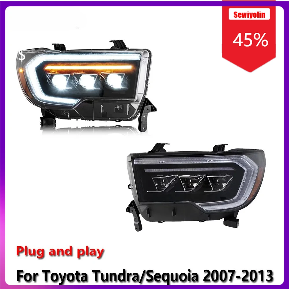 

Sewiyolin автомобильные светодиодные лампы фары в сборе для Toyota Tundra/Sequoia 2007-2013 противотуманные фары DRL тормозной указатель поворота