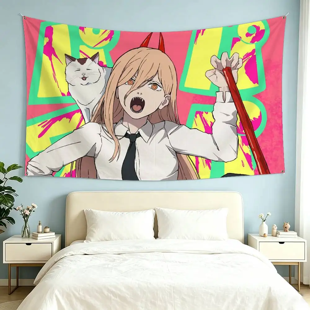 Anime C-Chainsaw Man P-Power Flag Suitable For Party Club Outdoor Interior Wall Decoration Banner Fans Gift 4