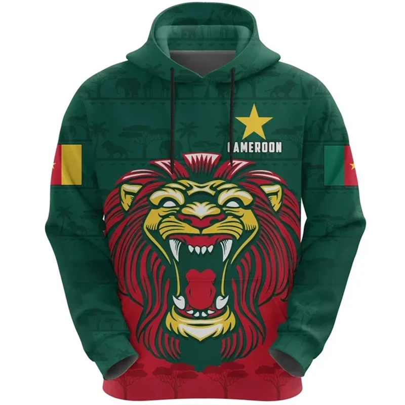 Africa Cameroon Flag 3D Printed Hoodie For Men Clothes National Emblem Lion Graphic Sweatshirts Street Long Sleeve Pullovers