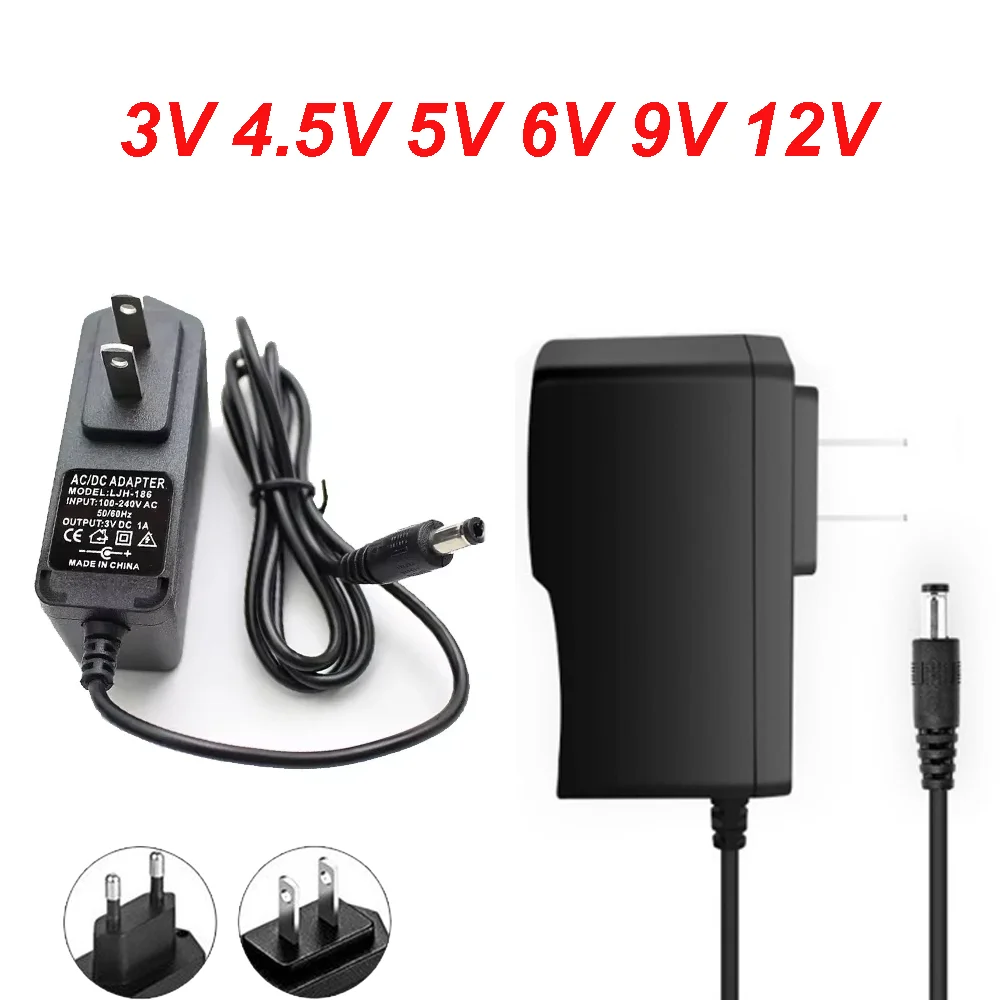 Adaptador de corriente CA a CC 3V 4,5 V 5V 6V 9V 12V fuente de alimentación Universal cargador conmutada convertidor 1A con enchufe UE/EE. UU.