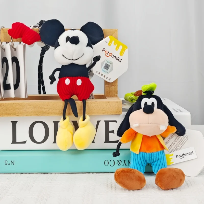 

New Original Disney Plush Keychains Mickey Goofy Kawaii Plush Doll Bag Pendants Soft Bag Decoration Cartoon Toys Christmas Gifts