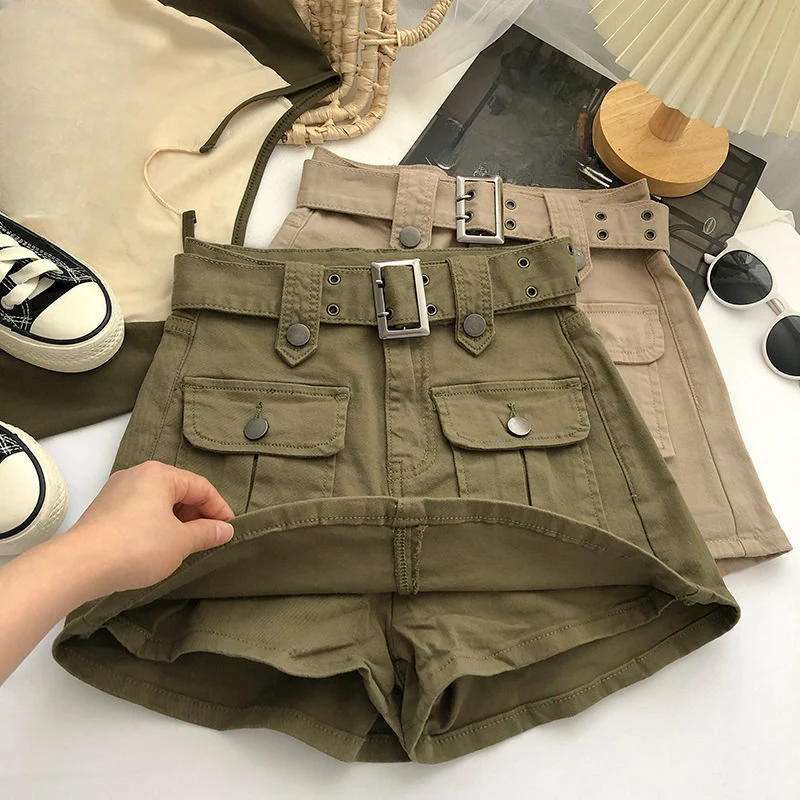 

Cargo Mini Denim Skirts Women Multi Pockets Streetwear Personal Cool Teens Youth European Hipsters High Waisted