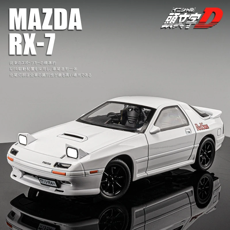 1:24 INITIAL D Mazda RX7 RX-7 Supercar Alloy Model Car Toy Diecasts Metal Casting Sound and Light Car Toys For Children Vehicle