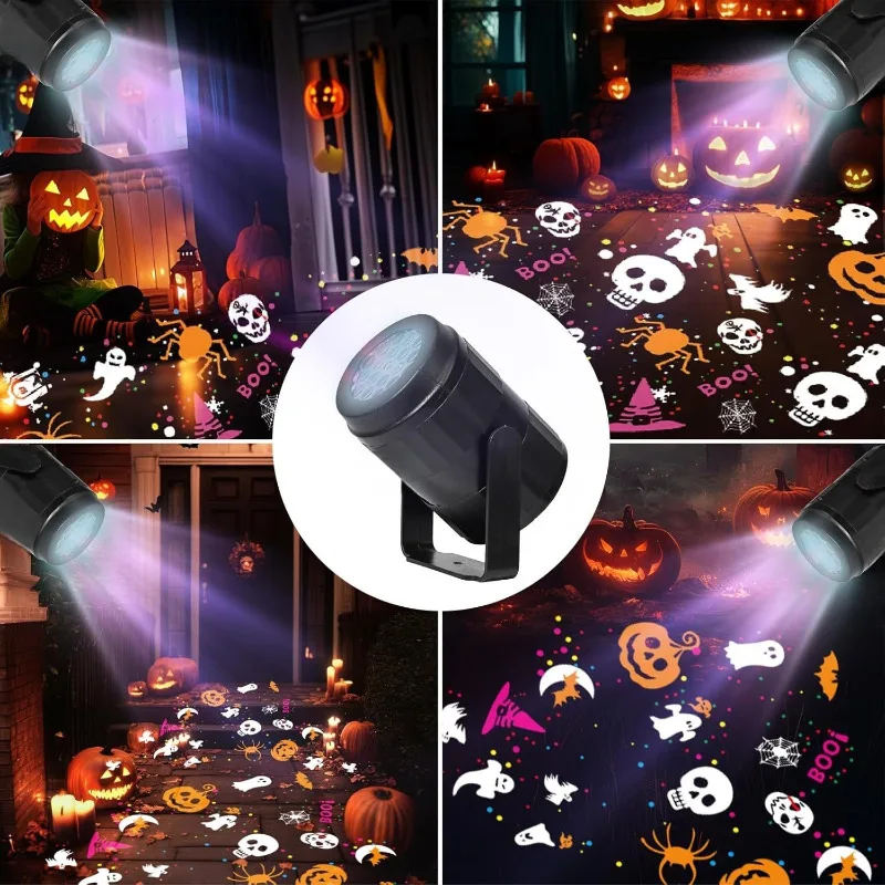 Halloween Pumpkin Skull Projector Lamp Atmosphere LED Light For Holiday Party Indoor Outdoor Home Yard Spooky Scene Decoration
