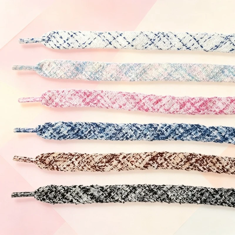 1.5cm Wide 120cm Speckled Plush Flat Shoelaces, 1 Pair Unisex Replacement Laces for Sneakers Canvas Shoes