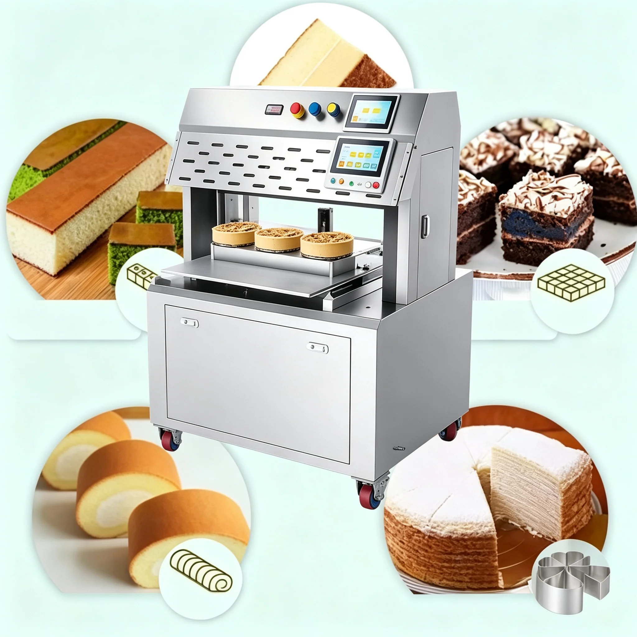 High‑Precision Cake Cutting Machine Auto‑Cleaning Saw Blade for Layer Roll Cheese Square Pastry Custom