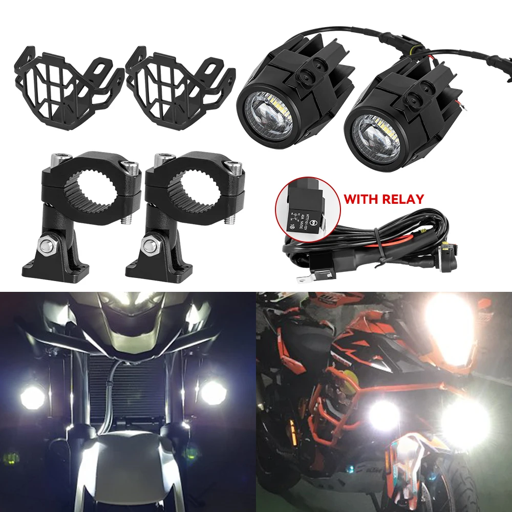 Motorcycle Headlight Fog Light aluminum alloy Led Auxiliary Driving Light Spotlight Headlamp flasher farol Moto Fog Lamp For BMW