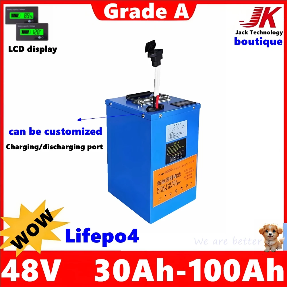 

JK 48V lifepo4 battery 30Ah 40Ah 50Ah 60Ah 70Ah 80Ah 90Ah 100Ah for 1KW 2KW EV Electric Motorcycle Tricycle Two Wheeler scooter