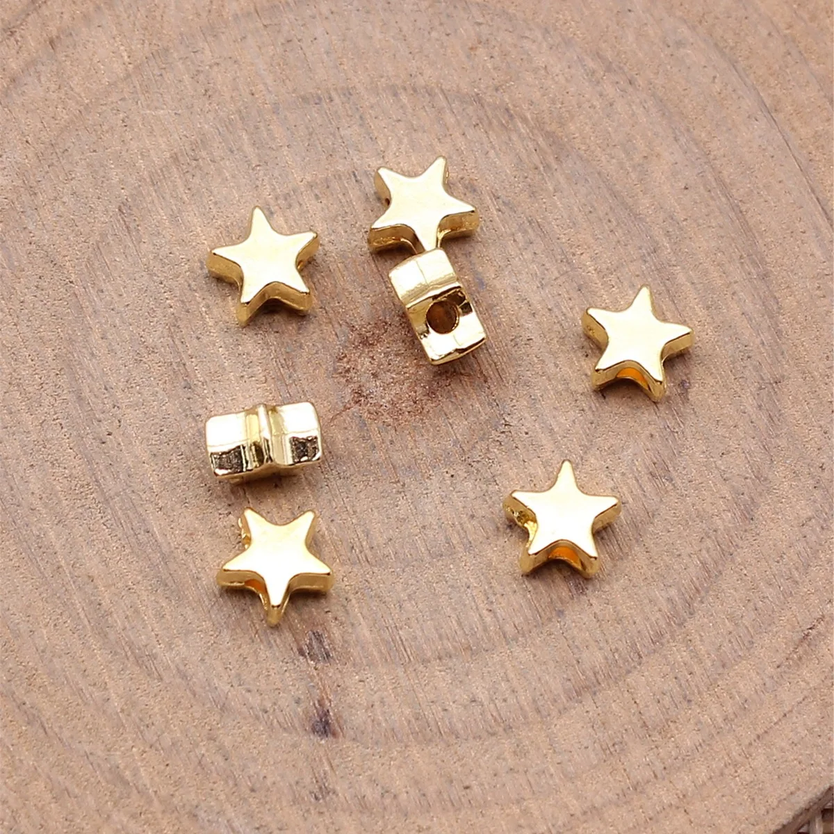 WYSIWYG 100pcs 5.6x5.6x3.2mm 4 Colors Star Small Hole Beads Five-Pointed Star Small Hole Beads For DIY Jewelry Making