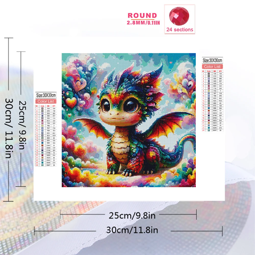 Momoart Full Square Round Diamond Painting Dragon Animal New Arrival Mosaic Cartoon Craft Kit Embroidery Handmade Gift