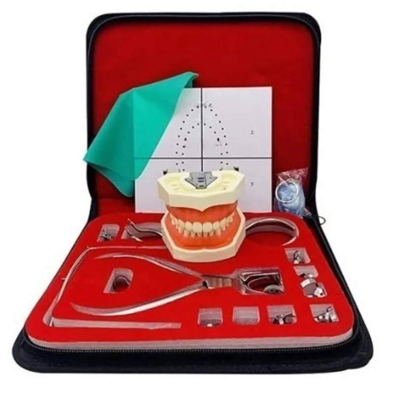 Dental Rubber Dam Practice Kit Clamp Forceps With Punch Board 6×6 Cloth For Dental Model Operation Training Set