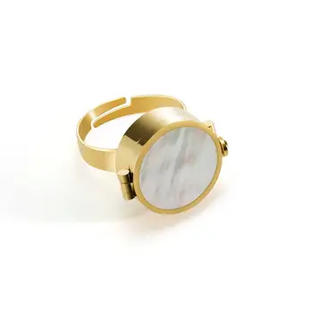 Dámský prsten z nerezové oceli s nastavitelnou velikostí pro balzám na rty a mušličkou 8 nejlepší prodej Yanns - №4