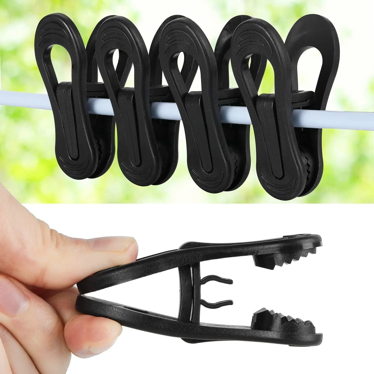 Plastic Hanger Clips, Black Strong Pinch Grip Finger Clips for Skirt Pant Hangers, Multi-Purpose Clothes Towel Clips
