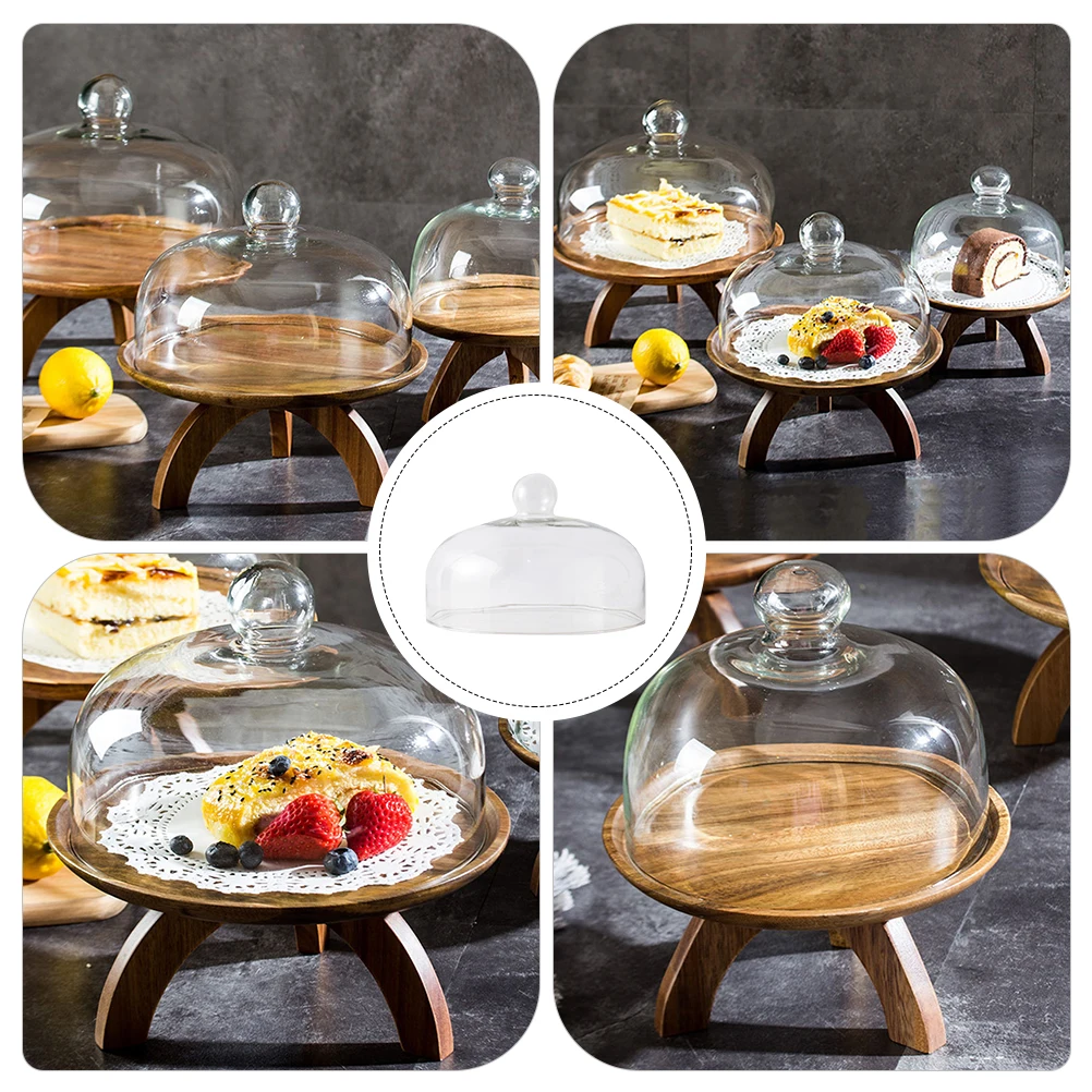 

1PC Glass Cover for Dessert Fruit Plate Landscape Showcase Transparent Food Protector Dust Cake Tray Display Stand