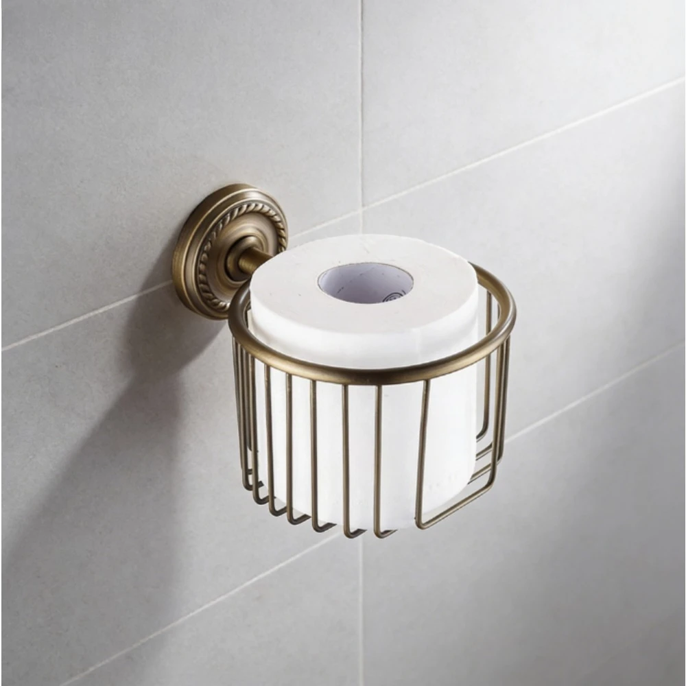 

Винтажная антикварная латунная настенная вешалка, специальная стойка для корзины для рулона туалетной бумаги в ванной комнате