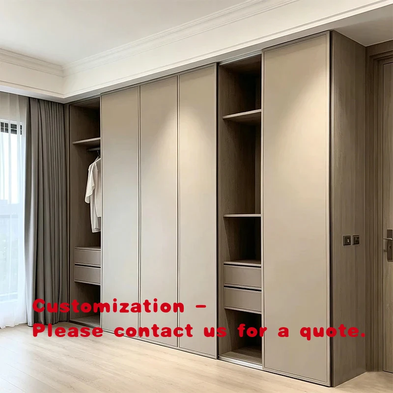 custom.One-stop Manufacturing Modern Freestanding Wardrobe Walk-in Closet Open Shelves Custom Solid Wood Customizable Colo