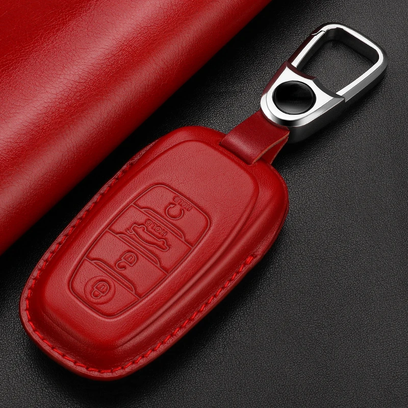 Suitable For Hong  Qi  E-HS9 H9 2019 2021 2022 Leather  Red Or Green Or Black  Car Remote Key Case Cover