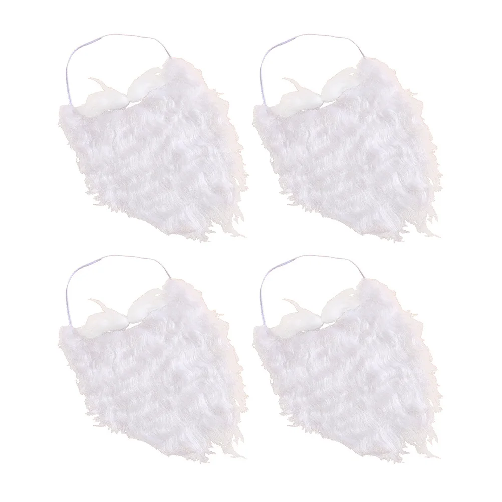 4개 세트 화이트 산타 수염 재미있는 어린이 크리스마스 코스프레 리얼리틱 페이셜 헤어 프로모션 장식