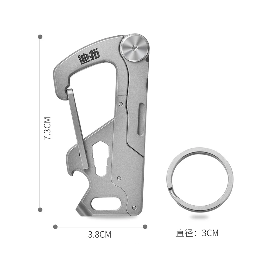 Imagem -06 - Titanium Liga Chaveiro Faca Masculina Lâmina Destacável Régua Multifuncional Abridor de Garrafas Car Key Latch Utility Knife No. 24