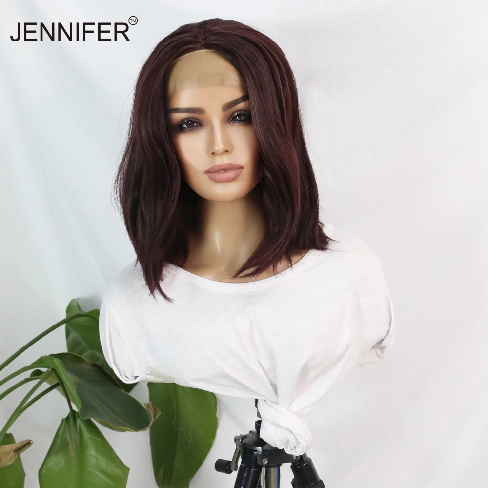 

Synthetic Wigs for Women Middle Part Lace Short Wave/Straight Hair Pink/Wine Red/613 Color Heat Resistant Fiber Daily/Party