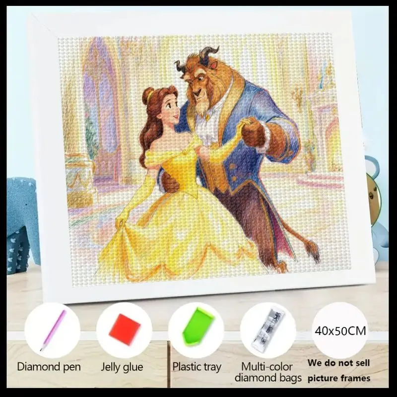 

1 шт. DIY 5D комплект алмазной живописи, Disney Beauty and the Beast Belle & Beast, романтическая танцевальная сцена, полная дрель, хрустальные стразы Em