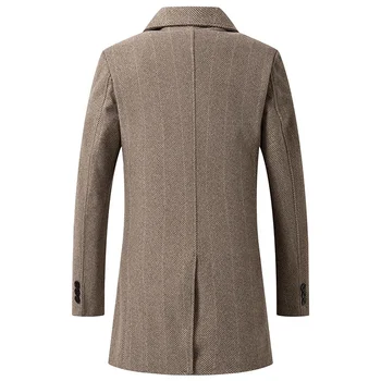 New Winter Men Double Breasted Business Casual Woolen Coats Cashmere Warm Trench Coats Long Jackets High Quality Male Overcoats 3