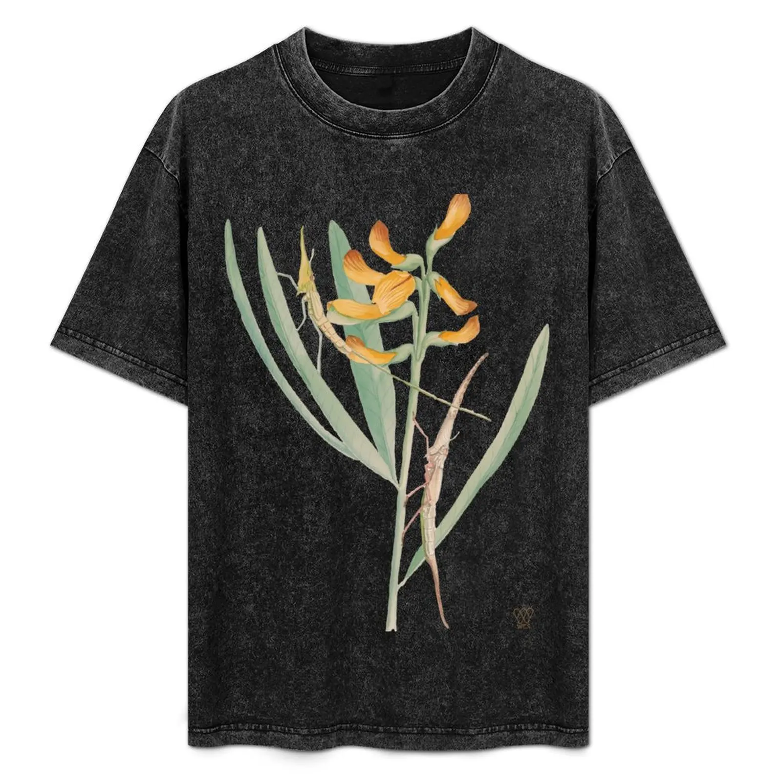 

Insects on Orange-Flowered Plant T-Shirt Lightweight Basic Short Sleeve Shirt