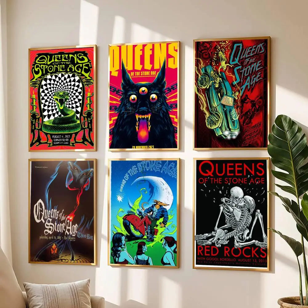 band Q-Queens of the Stone Age-E Poster Modern Wall Decal for Living Room Cafe Office Bar and Bedroom