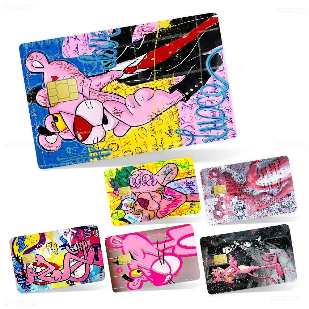 Graffitti Street Art Pink Leopard Animal Anime Young Creidt Card Debit Card Film Case Front Tape for Small Big Chip No Chip