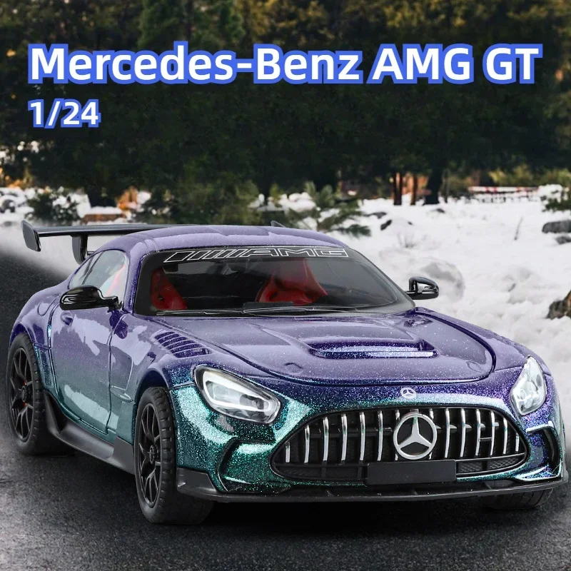 1:24 Mercedes-Benz AMG GT Alloy Miniature Car Diecast Metal Scale Car Model Sound＆Light Collection Children Toy Vehicles Gifts