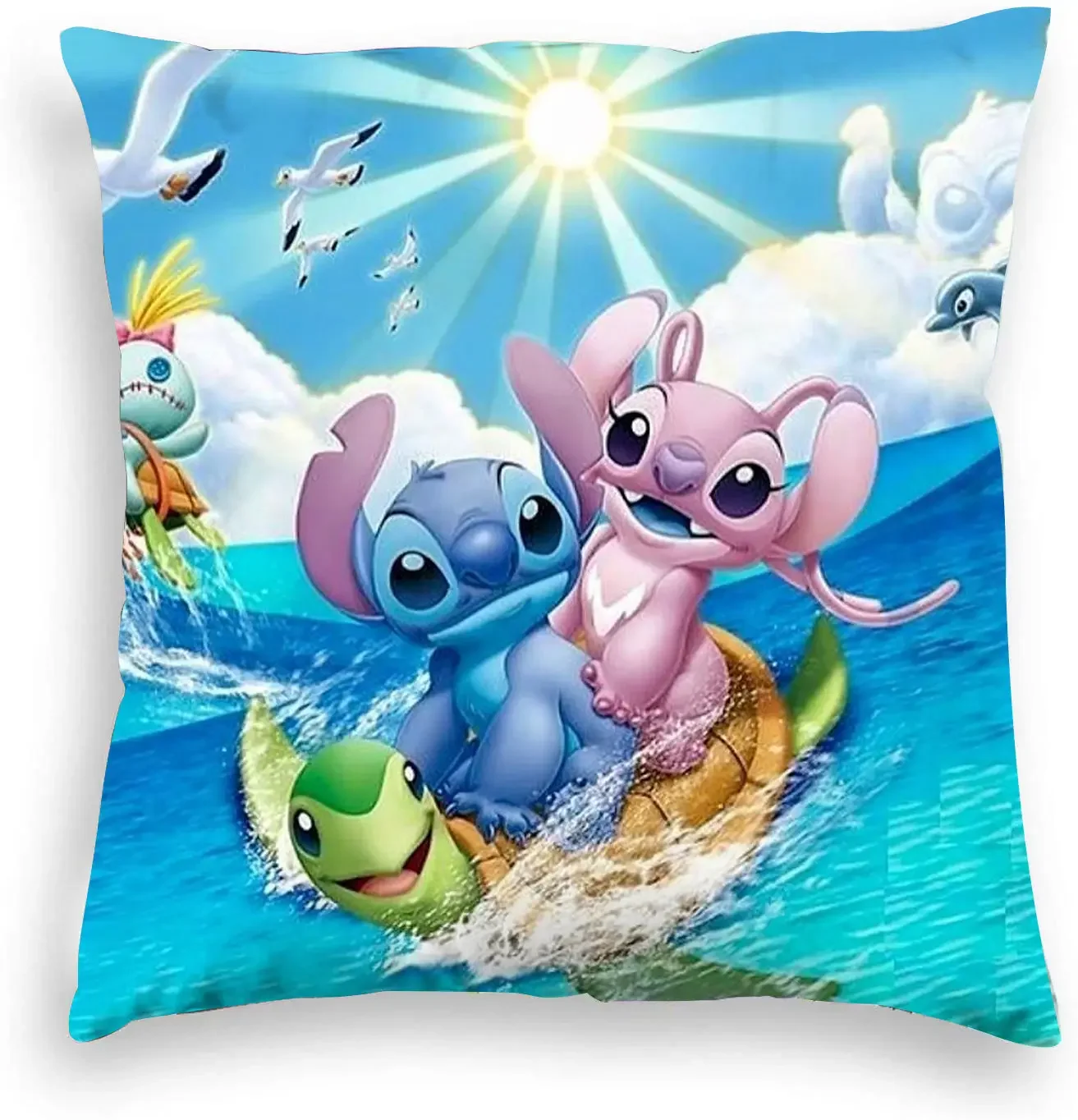 Original Disney Stitch Anime Figure Cushion Cover Kawaii Stitch Cushion Cover Children's Room Interior Decoration Birthday Gifts