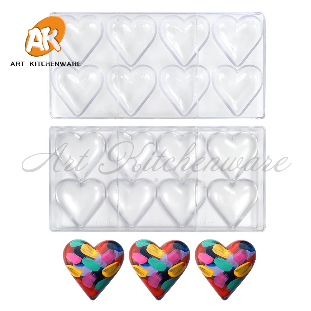 8 Cells Heart PC Chocolate Mold Ice Cube Tray Food Safe Popsicle Maker DIY Homemade Freezer Ice Lolly Mould