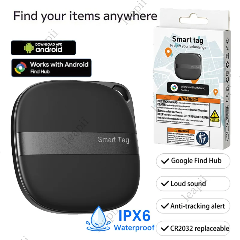 

Smart Bluetooth Tracker Work with Android Google Find My App,Anti Lost Reminder Device with LED Rated Locator Key Pet Finder