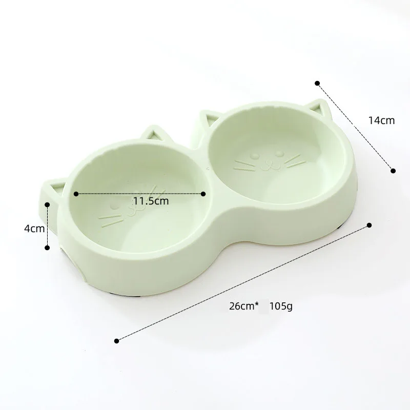 Pet Supplies Pet Cat Double Bowl Material Cartoon Cat Face Shape Food Water Feeding Bowl Non-slip Puppy Cat Feeder Accessories