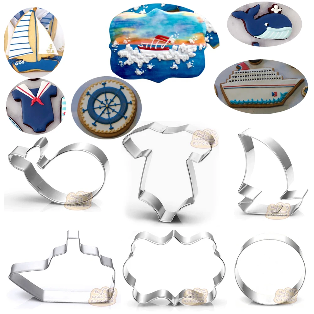 

1pcs patisserie Sail Boat Cruise Ship Stainless Steel Cookie Cutter Fondant Cake Decor Tool Plaste Cupcake Toppers Biscuit Mould