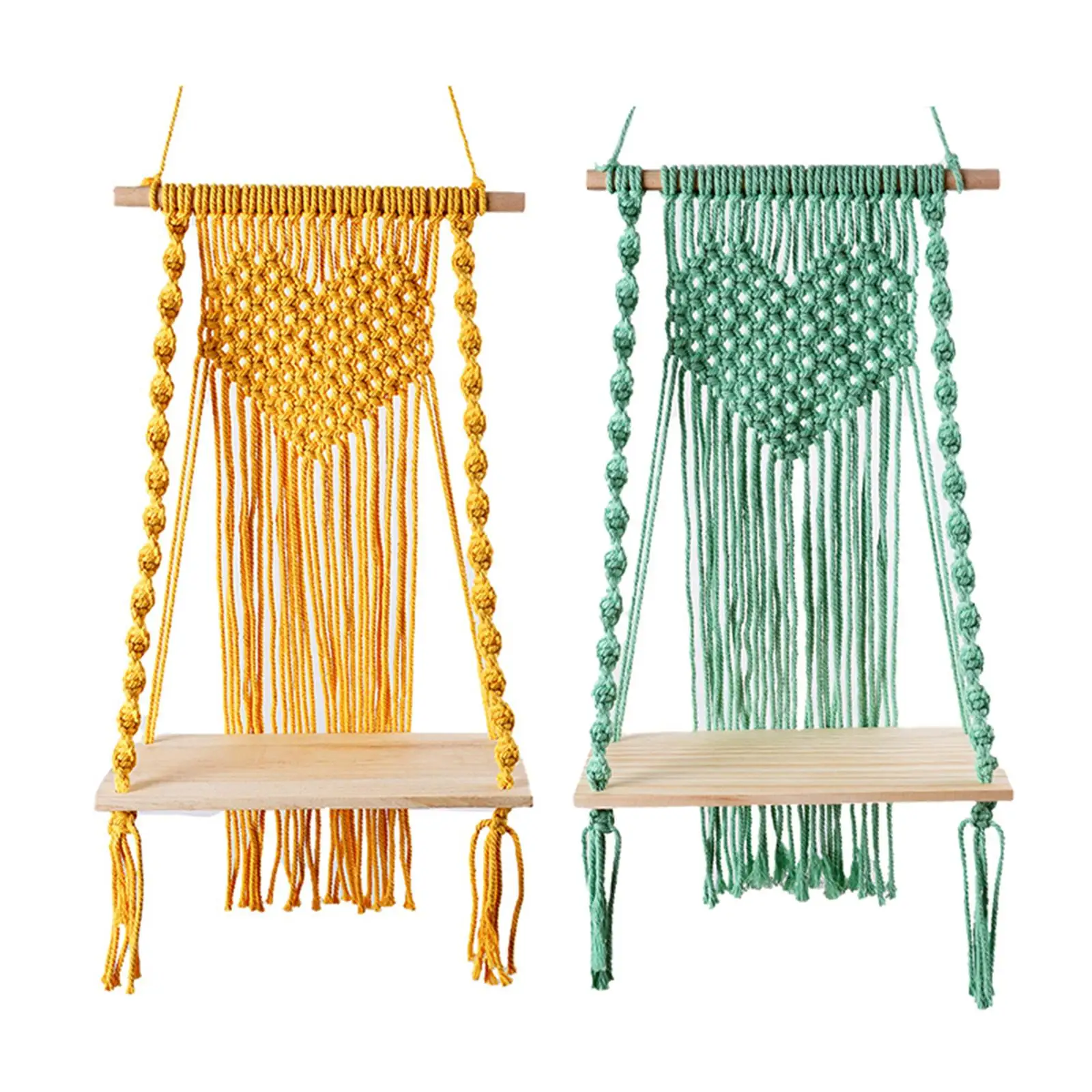 Macrame Wall Hanging Floating Shelf Hanger Holder Books Handmade Rack Storage Organizer for Living Room Indoor Bedroom Outdoor