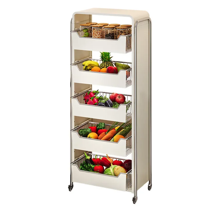 Multi-layer vegetable rack, drawer type trolley, multi-functional fruit storage artifact