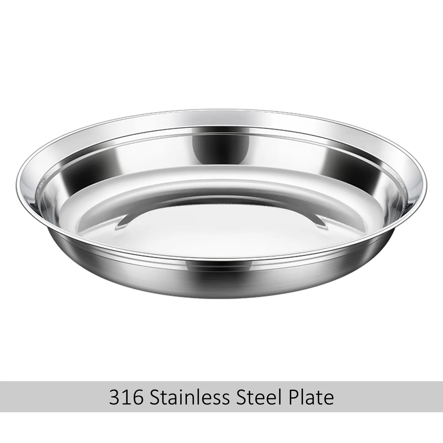 LFGB Certificated 316 Stainless Steel Plate 99.9% Anti-bacterial 0.53mm Thickness Metal Dish Overflow Prevention Tableware