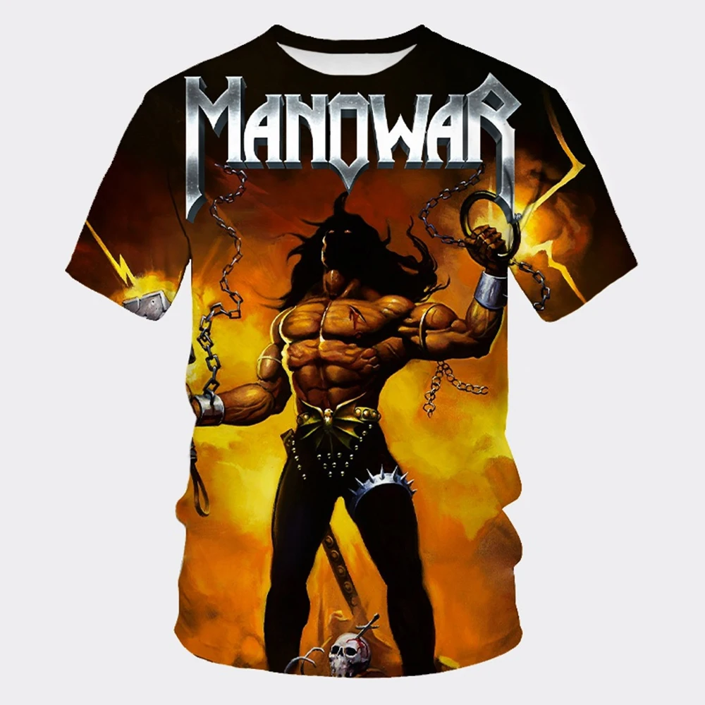 Summer fashion trend hot blooded 3D printed rock personalized round neck casual comfortable short sleeved top image 5