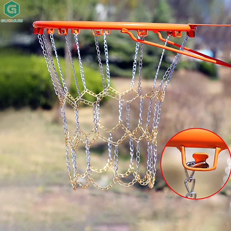 1 шт., оцинкованная цепная баскетбольная сетка, металлическая цепочка, рамка корзины, баскетбольная мишень, спортивные диски, нержавеющая уличная баскетбольная сетка