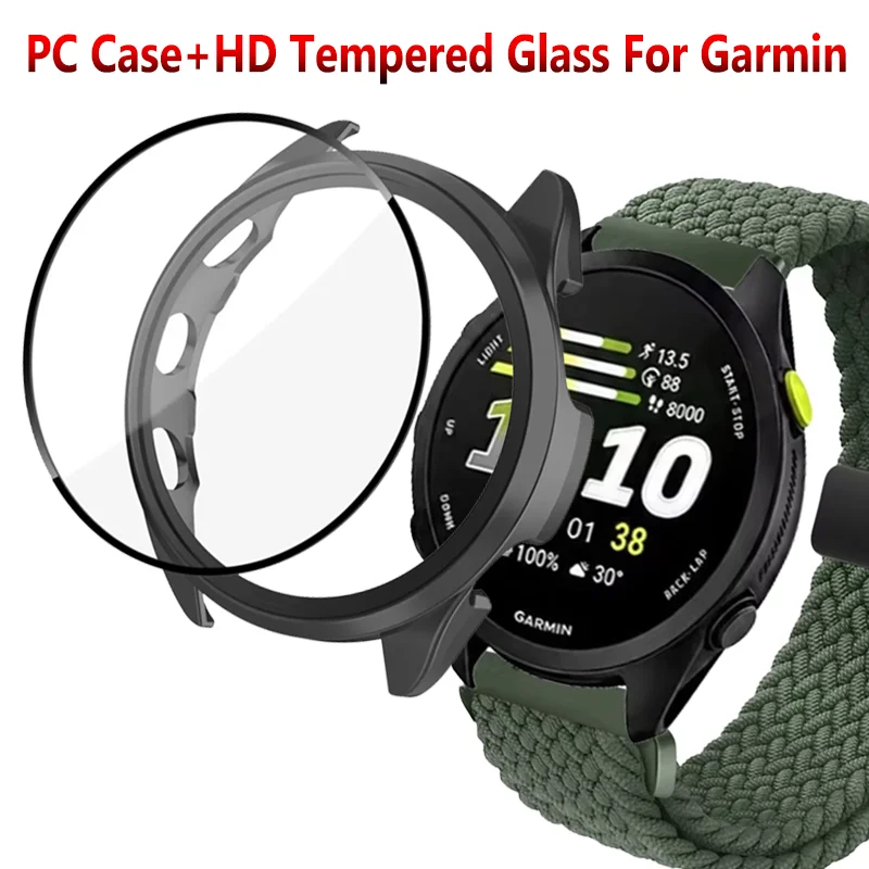 

PC Case＋HD Tempered Glass For Garmin Forerunner 170 70 970 570 965 265 165 Protective Shell For Garmin Venu 3-4/Active 6-5 Cover