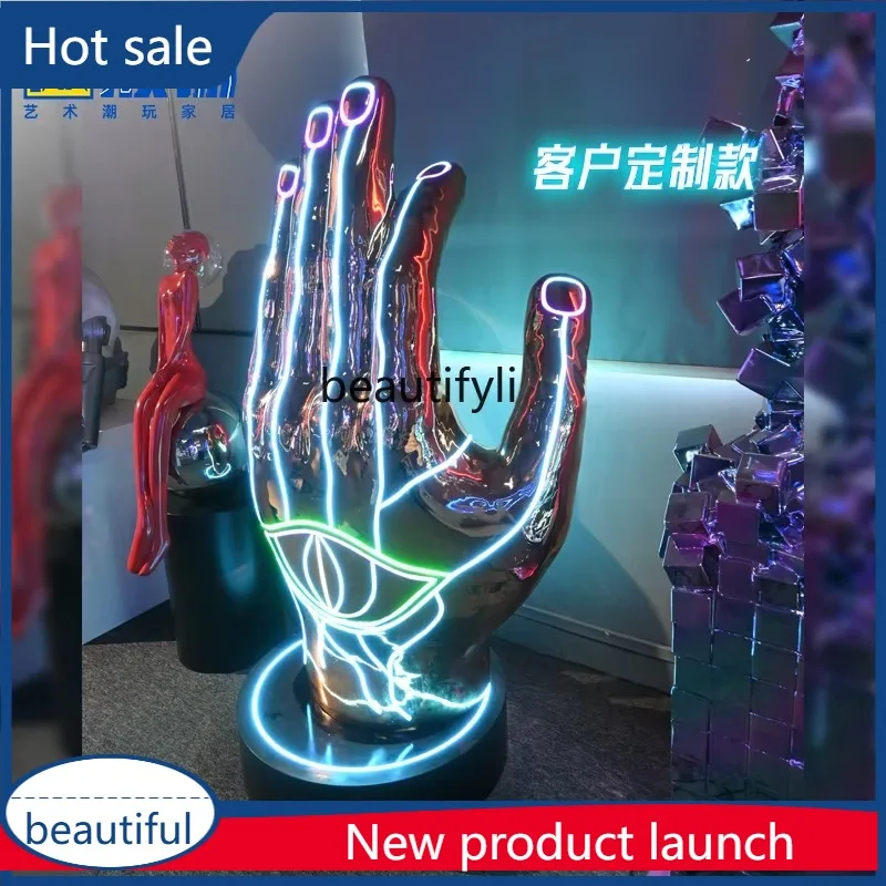 a17 Luminous Palm Sculpture Fiberglass Mall Display Decoration Ornament Display Device