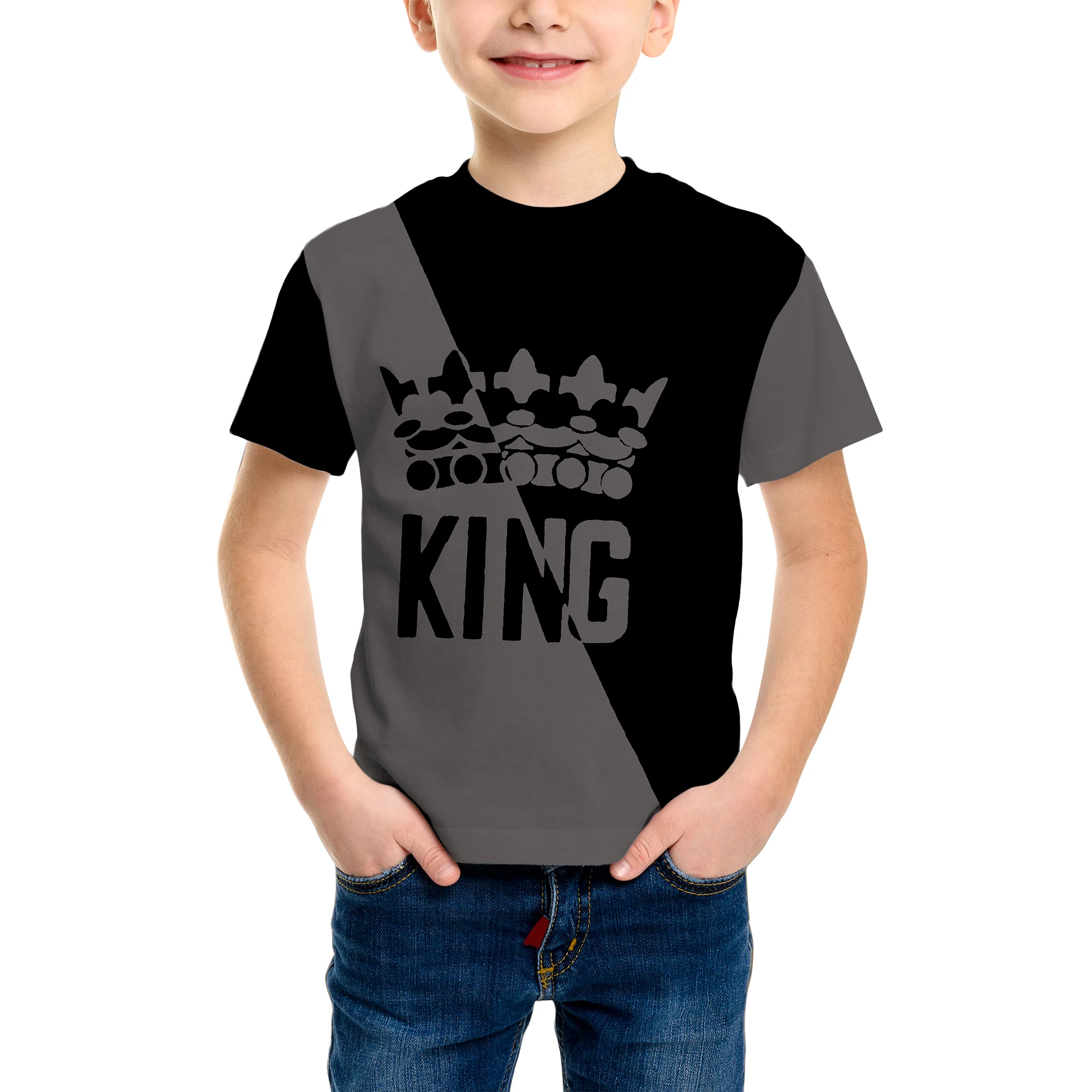 Boy's Fashion 3D Printed T-Shirt - Short Sleeve Crew Neck Casual Streetwear Bike Design for Young People