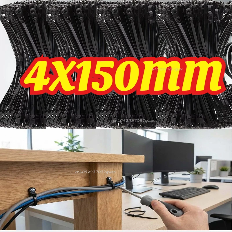 Screw Hole Cable Ties Reusable Fixed Nylon Cable Ties Self-locking Cord Ties Straps Fastening Loop Office Organizer