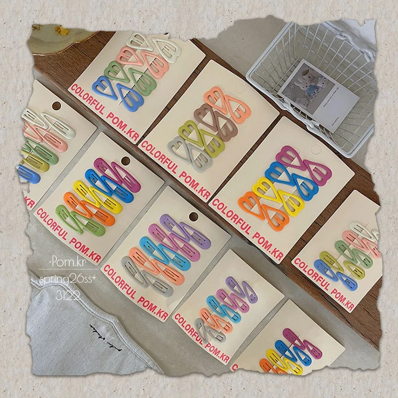 

Ins Candy Color Snap Hair Clip Waterdrop Heart Enamel Sweet Side Fringe Clip For Baby Girls Toddler Kids Spring Daily Wear Gift