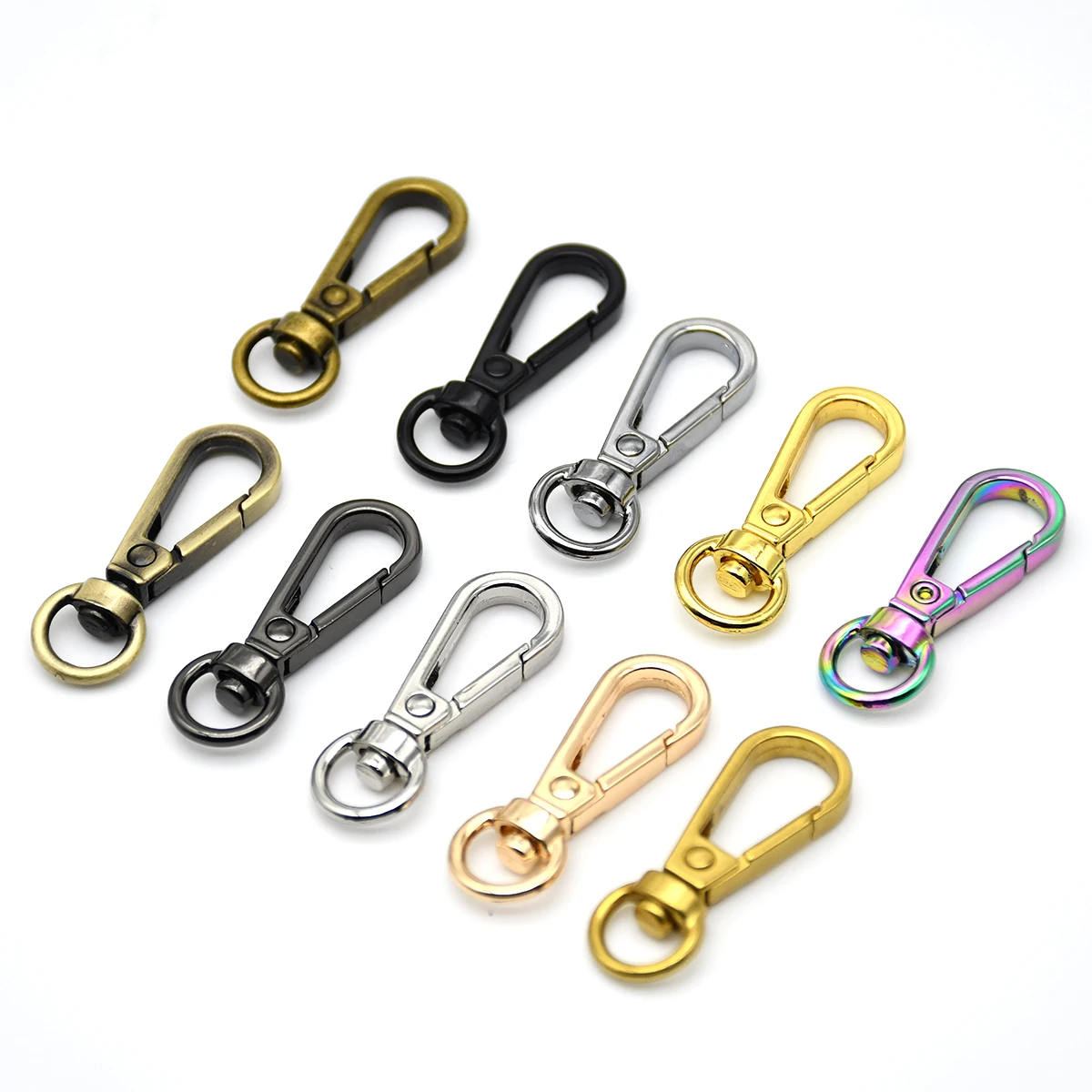 Metal Carabiner Snap Hook Trigger Clasps Clips Swivel O-ring for Leather Craft Bag Strap Belt Webbing Keychain Small Size