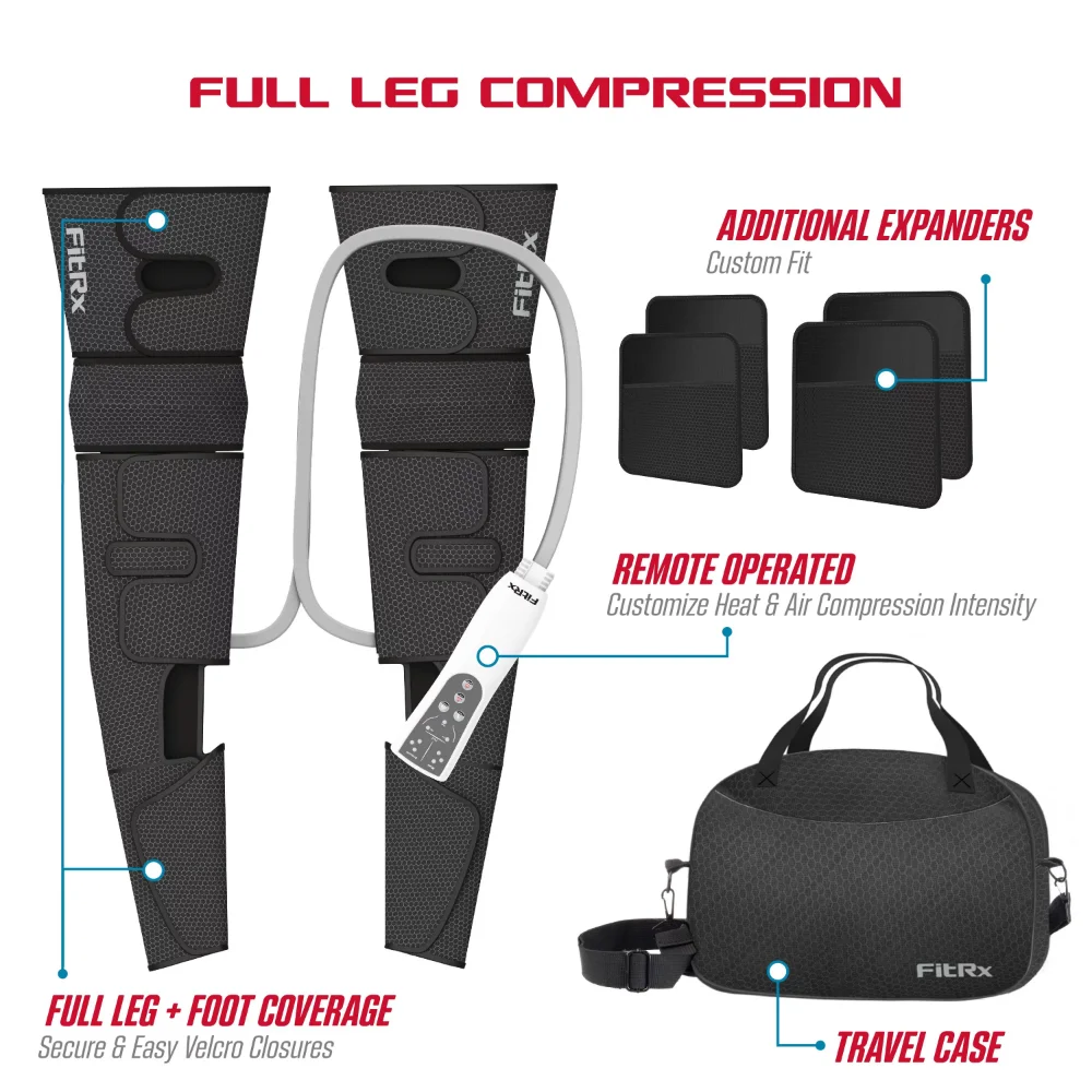 RecoverMax, Heated Compression Leg and Foot Massager with Multiple Massage, Intensity, and Heat Levels